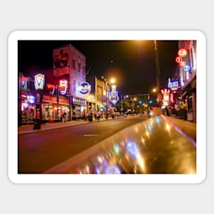 Beale Street at night, Downtown Memphis, Tennessee, USA Sticker